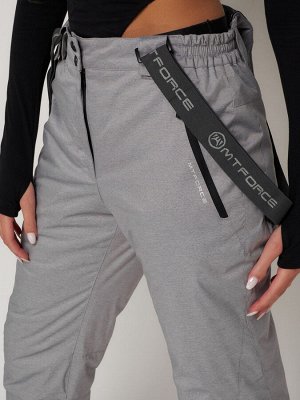 Полукомбинезон брюки горнолыжные женские серого цвета 2221Sr