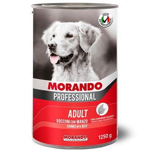 Конс. корм для собак "Morando Professional" 1250гр. кусочки в соусе с ГОВЯДИНОЙ.