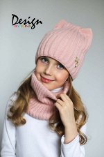 Вязаный комплект на флисе «Кошечка» (н.роз.)