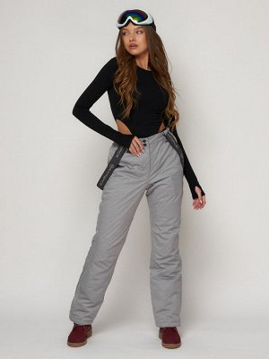 Полукомбинезон брюки горнолыжные женские серого цвета 2221Sr