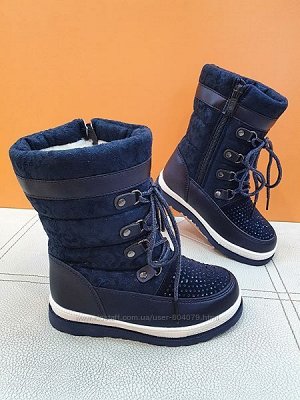 Дутики зимние для девочки цвет синий