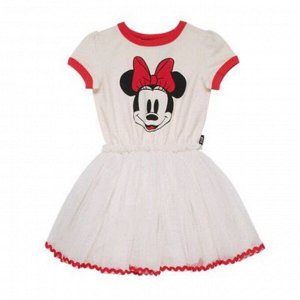 Платье детское, с коротким рукавом, принт "Микки Маус", цвет белый