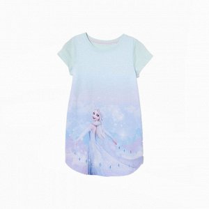 Платье детское, прямого кроя, с коротким рукавом, принт "Эльза ("Холодное сердце")", цвет голубой