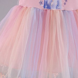 Платье детское, с коротким рукавом, принт "Эльза ("Холодное сердце")", цвет розовый