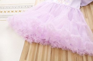 Платье детское, с коротким рукавом и пышной юбкой, принт "Лисенок", цвет фиолетовый