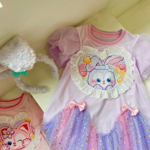 Платье-футболка, детское, принт "Зайка", цвет фиолетовый