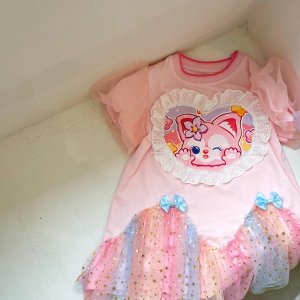 Платье-футболка, детское, принт "Лисенок", цвет розовый