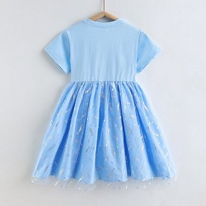 Платье детское, с коротким рукавом, принт "Эльза ("Холодное сердце")", цвет голубой