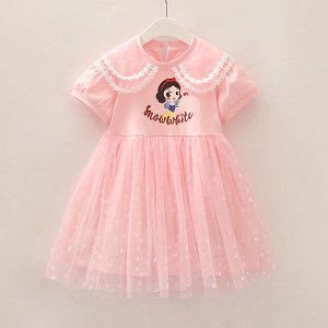 Платье детское, с коротким рукавом, принт "Белоснежка", цвет розовый