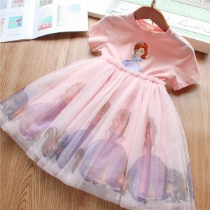 Платье детское, с коротким рукавом, принт "Анна ("Холодное сердце")", цвет розовый
