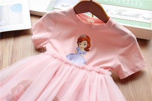 Платье детское, с коротким рукавом, принт "Анна ("Холодное сердце")", цвет розовый