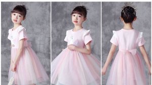 Платье детское, с коротким рукавом, принт "Крылатый единорог", цвет розовый