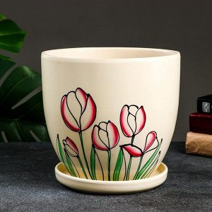 Горшок цветочный "Тюльпаны" разноцветные, 4,7 л