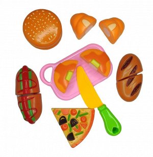 Игровой набор "Фастфуд" еда на липучке, 8 предметов/Игровой набор игрушечных продуктов/Набор на липучках/Игровой набор продукты питания
