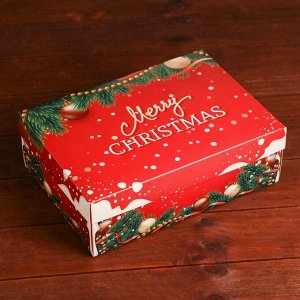 Подарочная коробка, сборная "Счастливого Рождества", 24 х 17 х 8 см
