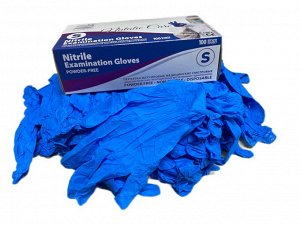 NATALIE CARE®️Перчатки нитриловые,  медицинские, одноразовые, неопудренные, нестерильные, синие, размер "S", 100 шт/упак.