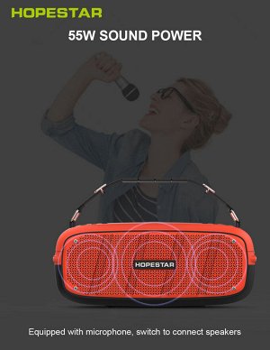 Портативная беспроводная колонка Hopestar A20 портативная колонка мощная 55W 6000 mAh