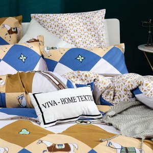 Viva home textile Комплект постельного белья Делюкс Сатин на резинке LR408
