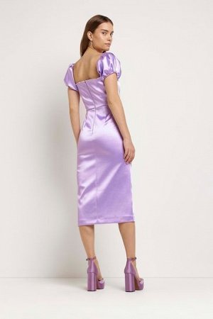 Пурпурное платье-карандаш с открытыми плечами и вырезом сердечком River Island