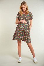 Органическое женское платье Natalie с цветочным принтом Frugi, синее (для беременных)