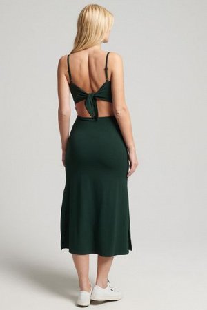 Зеленое трикотажное платье с открытой спиной Superdry