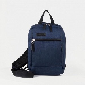Рюкзак-слинг на молнии, наружный карман, цвет синий