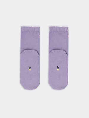 Детские высокие носки лавандового цвета с пикотом на борту (1 упаковка по 5 пар)