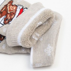 Носки детские махровые, цвет серый, принт МИКС