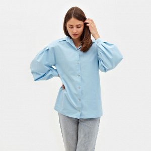Рубашка женская с объёмными рукавами MINAKU: Casual Collection цвет голубой