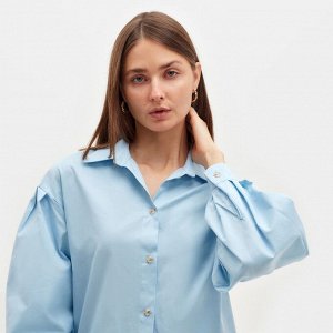 Рубашка женская с объёмными рукавами MINAKU: Casual Collection цвет голубой