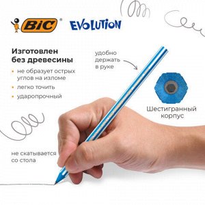 Карандаши чернографитные BIC Evolution "Stripes", НАБОР 4 шт., HB, пластиковые, блистер, 918485