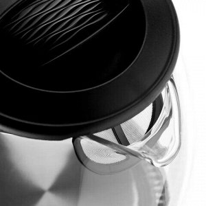 Чайник BRAYER BR1026, 1,8 л, 2200 Вт, закрытый нагревательный элемент, стекло, черный