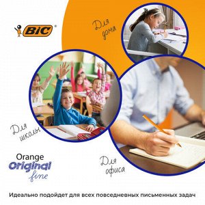 Ручки шариковые BIC "Orange Fine", НАБОР 8 шт., СИНИЕ, линия письма 0,32 мм, пакет, 919228