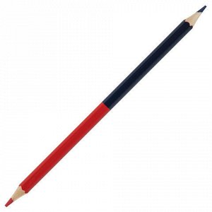 Карандаш двухцветный КРАСНО-СИНИЙ, BRAUBERG, 1 шт., шестигранный, грифель 2,9 мм, натуральное дерево, 181253