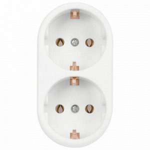 Сетевой разветвитель SONNEN U-020G, 2 розетки, с заземлением, 16 А, белый, 511442