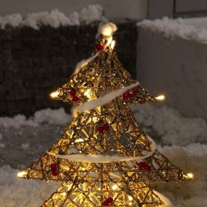 Светодиодная фигура «Ёлка с ягодами» 40x50x10 см, металл, 220 В, свечение тёплое белое