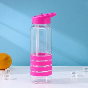 Бутылка для воды Доляна «Спорт», с трубочкой, 700 мл, 23,5*7,5*8,5 см, цвет МИКС