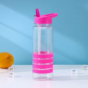 Бутылка для воды Доляна «Спорт», с трубочкой, 700 мл, 23,5*7,5*8,5 см, цвет МИКС
