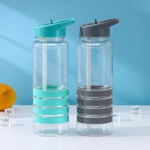 Бутылка для воды Доляна «Спорт», с трубочкой, 700 мл, 23.5x7.5x8.5 см, пластик, цветМИКС