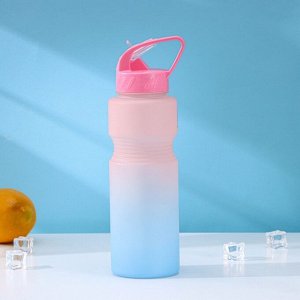 Бутылка для воды Доляна «Градиент», с трубочкой, 700 мл, 25*7*8 см, розовая/голубая