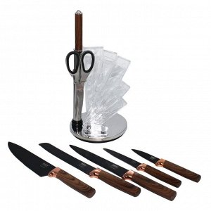 Набор ножей кухонных с ножницами на подставке, XDT-810M