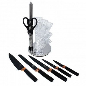 Набор ножей кухонных с ножницами на подставке, XDT-800J