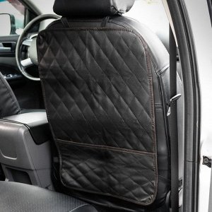 Накидка-незапинайка на спинку сиденья Cartage, экокожа, с карманом, 60x40 см, черный