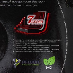 Сковорода «Серебро Induction», d=20 см, h=4,9 см, пластиковая ручка, антипригарное покрытие, индукция, цвет чёрный