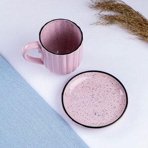 Чашка с блюдцем "Блум" розовая, 0,35л