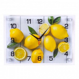 Часы настенные: Кухня, "Лимоны на столе", бесшумные, 25 x 35 см