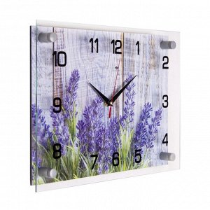 Часы настенные, серия: Интерьер, "Фиолетовые цветы", плавный ход, 25 х 35 см