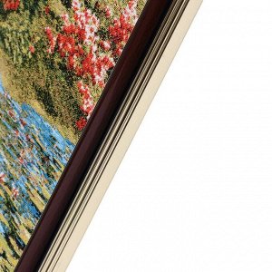 Гобеленовая картина "Павлины у воды" 40*68 см рамка микс