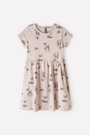 Платье для девочки Crockid КР 5776 бежевый меланж, оленята к353