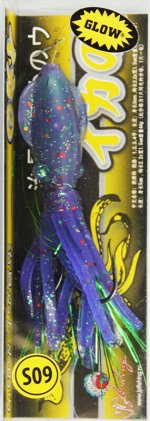 Каракатица оснащенная 3.0&quot; USA (UV, фиолетовая с блест, glow, мишура, два крючка)S09